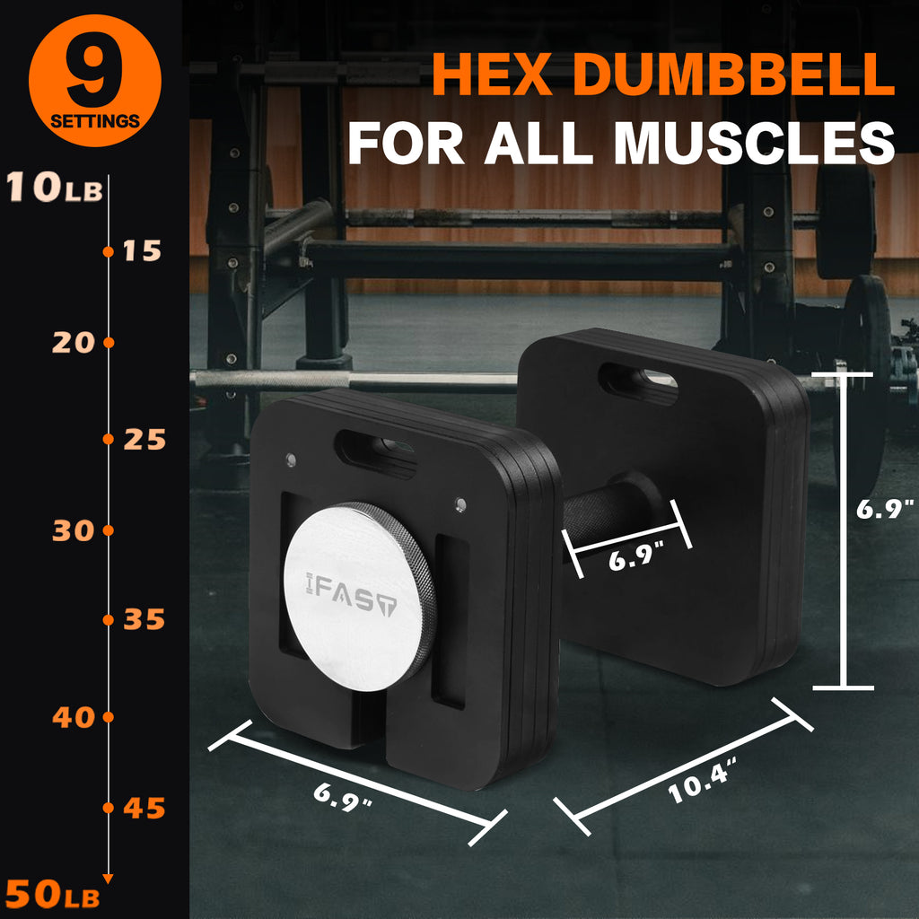 Adjustable Dumbbell Set – 9 in 1 Quick-Lock (100 lb.)