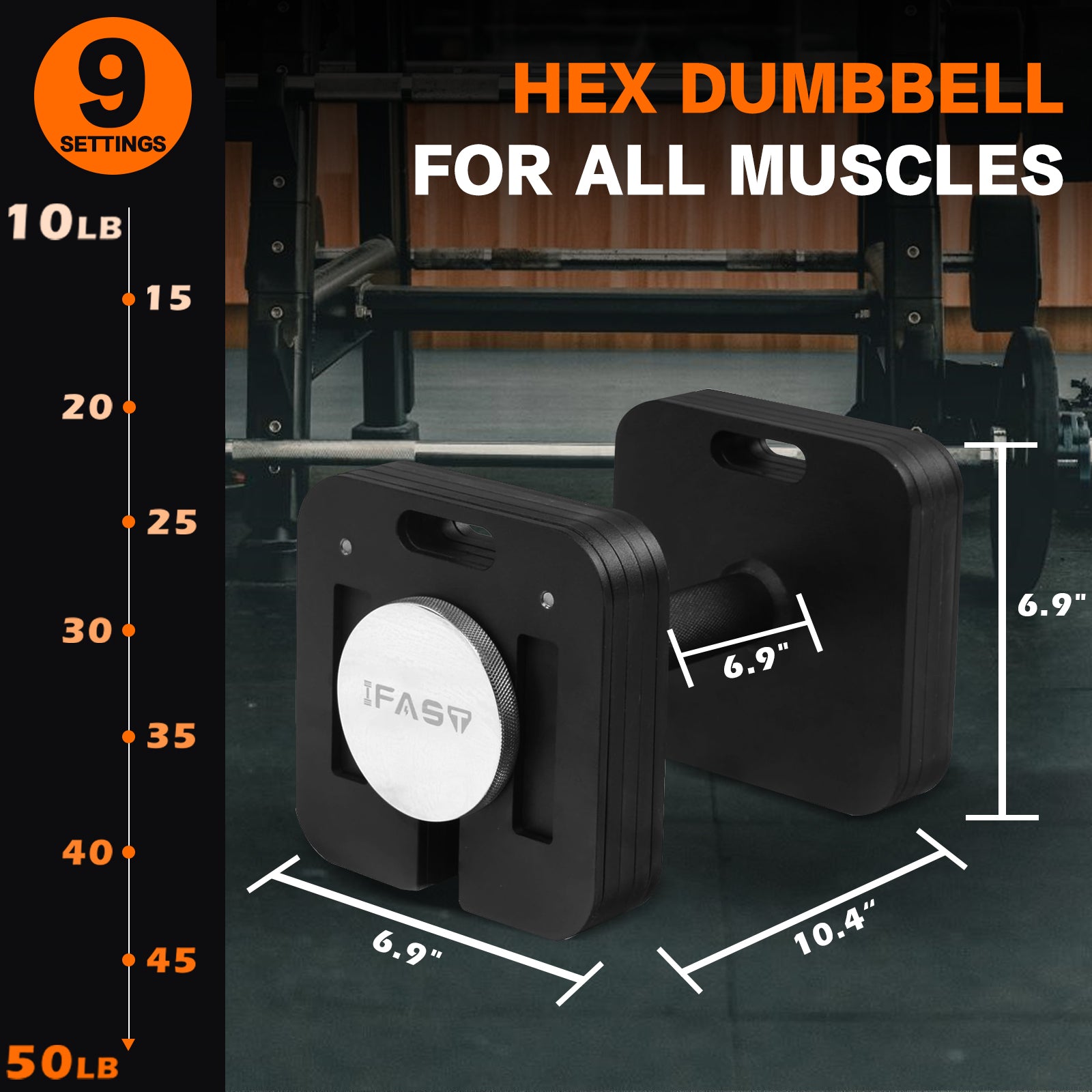 Adjustable Dumbbell Set – 9 in 1 Quick-Lock (100 lb.)