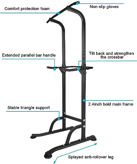 Adjustable Power Tower Pull Up and Dip Station for Home Gym