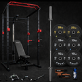 All-in-One Home Gym Starter Bundle – Rack, Barbell, Weights & Bench