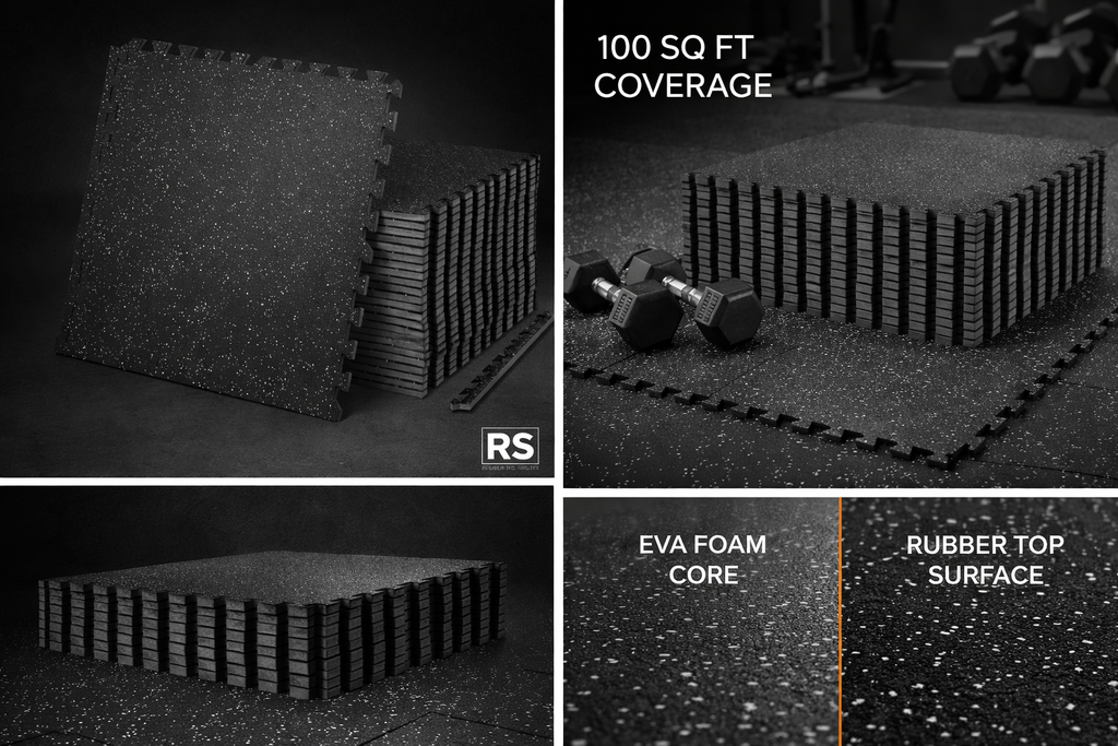 Rack and Smith Co Interlocking Gym Floor Mats (25-Piece EVA Foam)