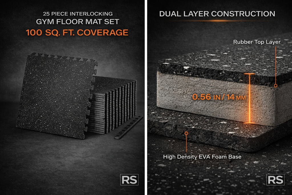 Rack and Smith Co Interlocking Gym Floor Mats (25-Piece EVA Foam)