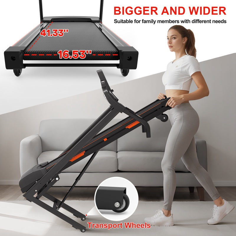 Foldable treadmill design for easy storage in home gym or apartment
