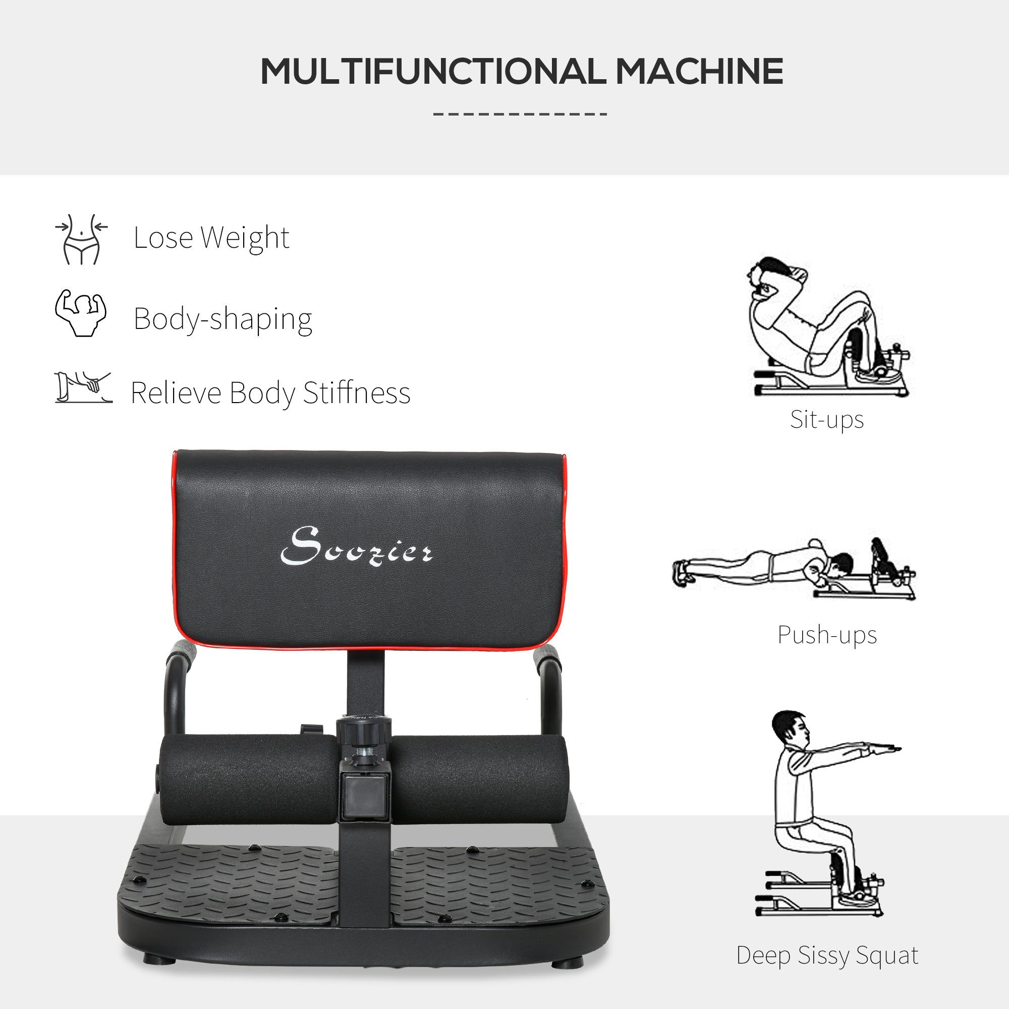 Padded Sissy Squat Machine for Home Gym – Push Up and Sit Up Trainer