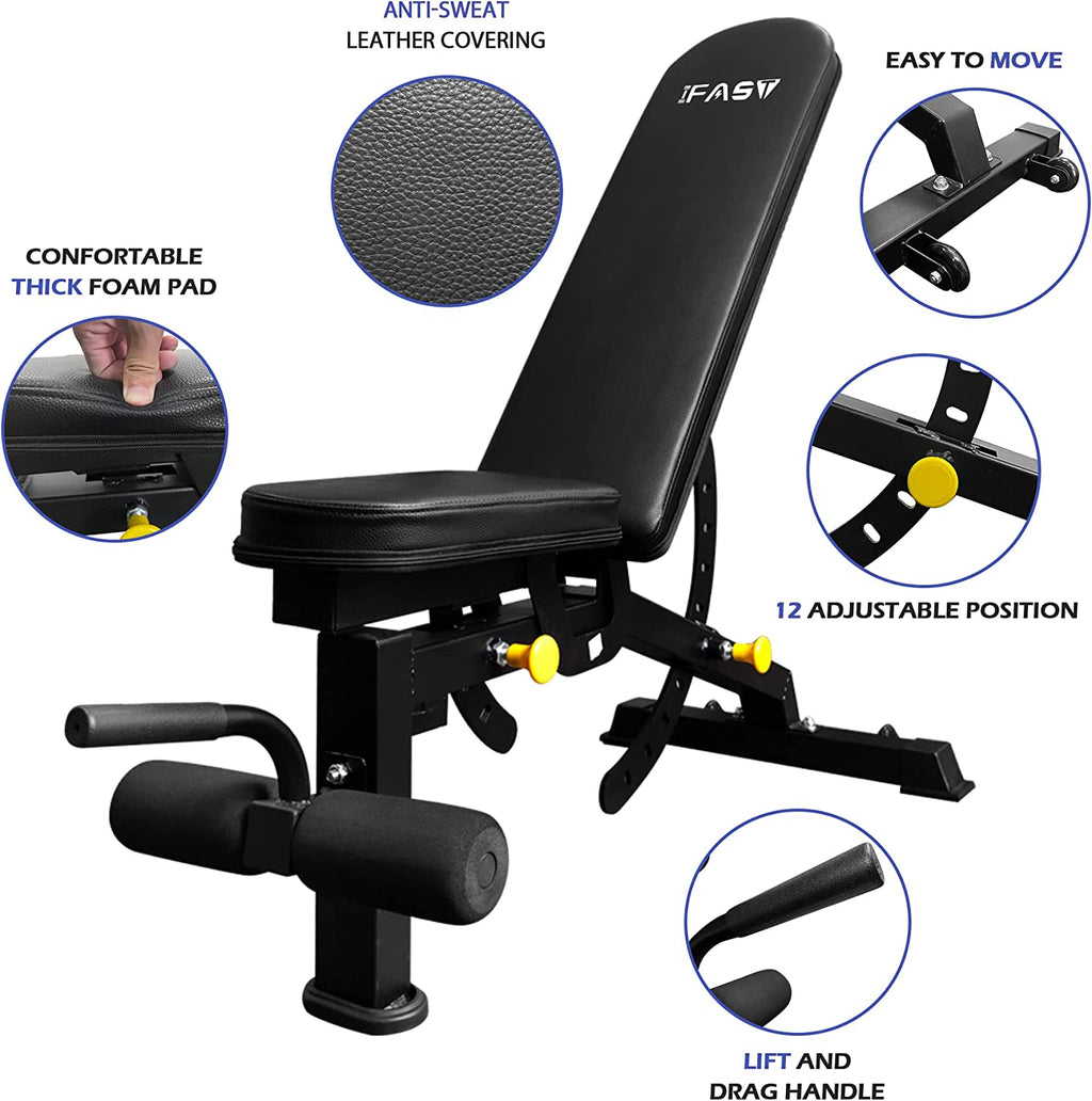 Adjustable Strength Training Bench – Foldable Full Body Weight Bench