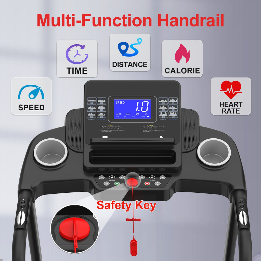 Motorized treadmill control console showing speed and incline settings
